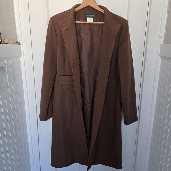 Vintage Harve Bernard Women's Longline Trench Coat Size 12 Brown Dark Academia - Picture 3 of 12